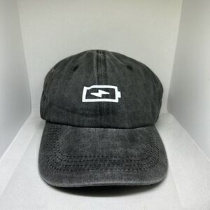 Low Battery Icon Hat – Vintage Black Dad Cap with Adjustable Strap